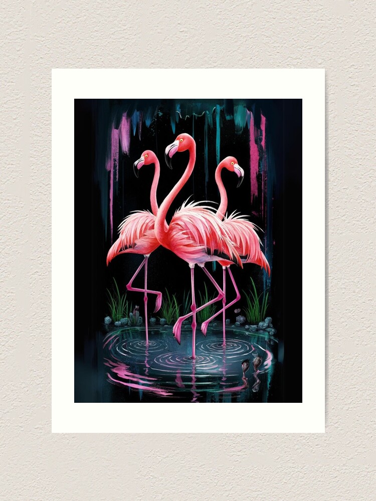 Thumbnail 1 of 3, Art Print, Flamingos designed and sold by Patricks-Art.