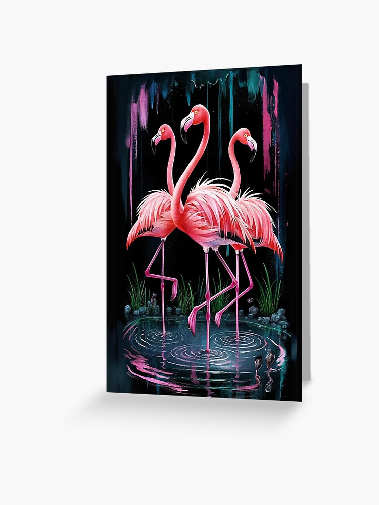 Thumbnail 1 of 2, Greeting Card, Flamingos designed and sold by Patricks-Art.