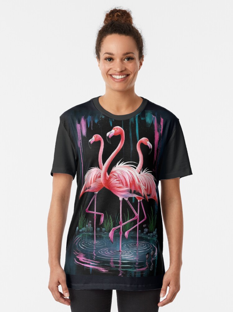 Thumbnail 2 of 5, Graphic T-Shirt, Flamingos designed and sold by Patricks-Art.
