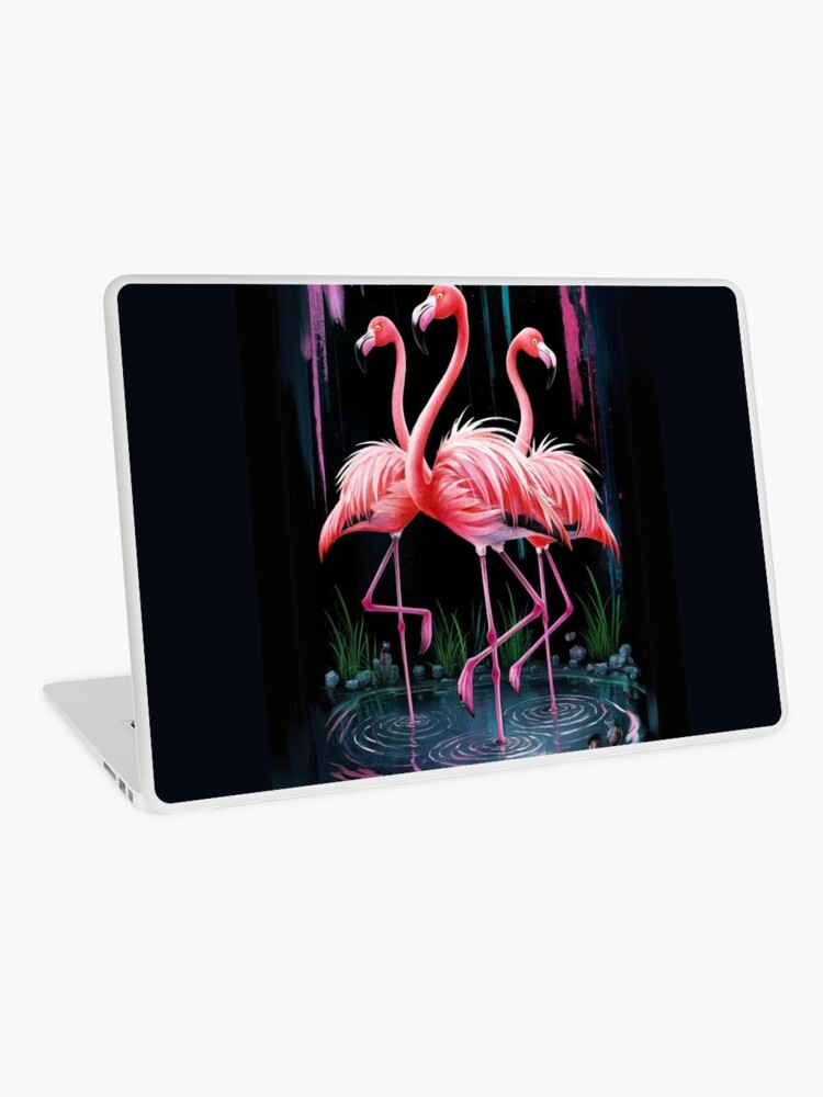 Thumbnail 1 of 2, Laptop Skin, Flamingos designed and sold by Patricks-Art.