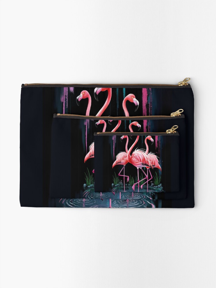 Thumbnail 2 of 4, Zipper Pouch, Flamingos designed and sold by Patricks-Art.
