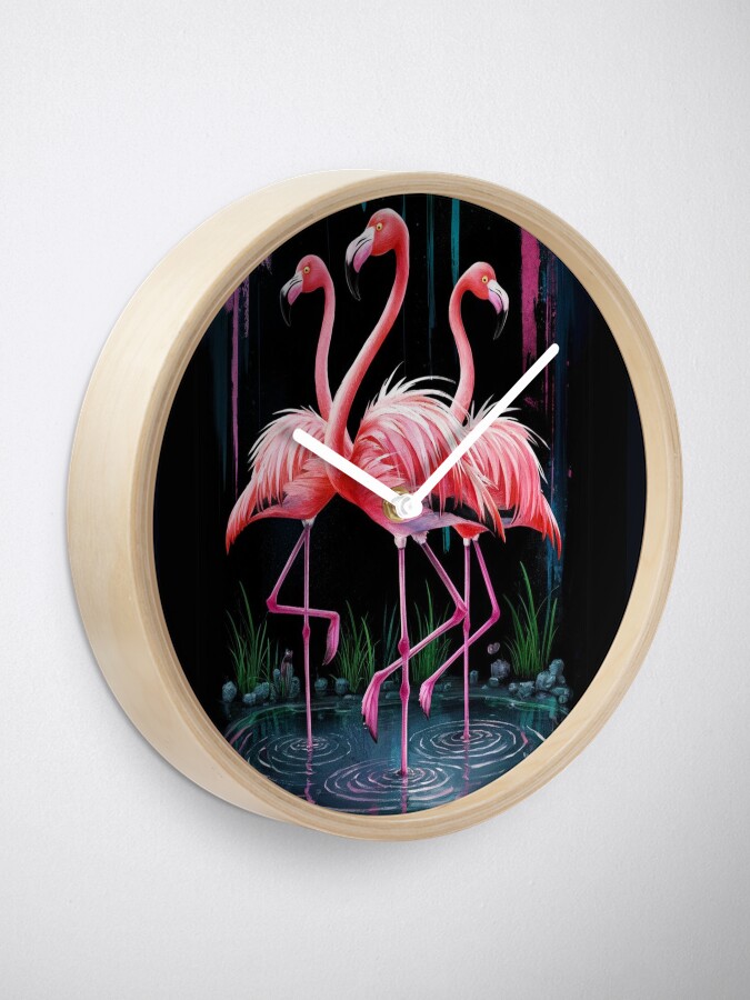 Thumbnail 1 of 4, Clock, Flamingos designed and sold by Patricks-Art.