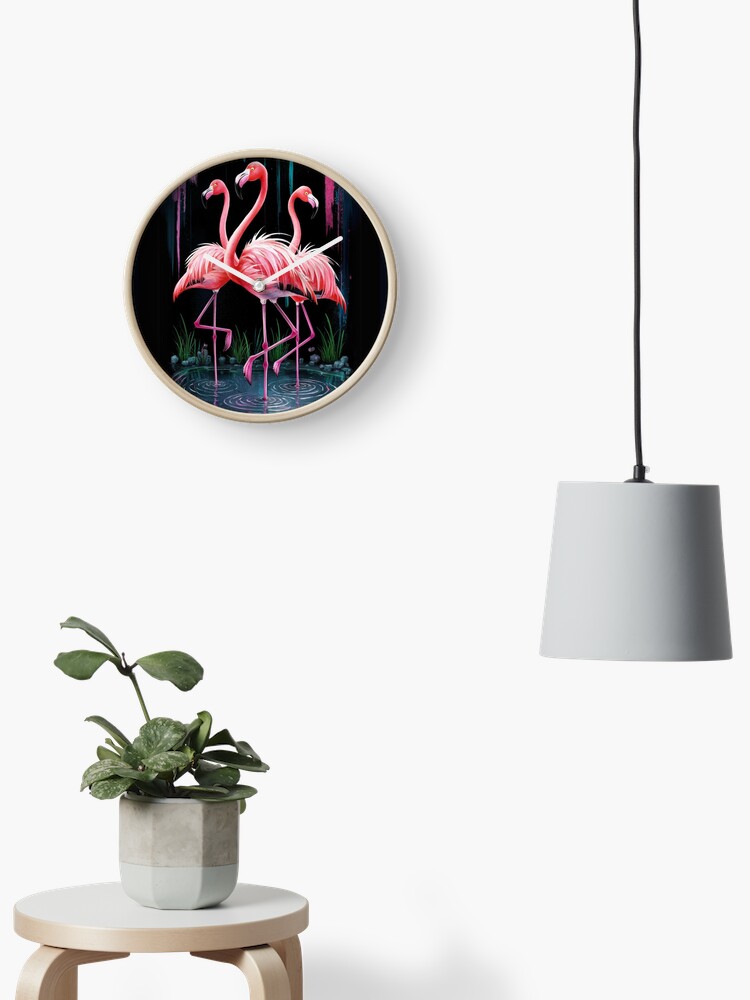 Thumbnail 2 of 4, Clock, Flamingos designed and sold by Patricks-Art.