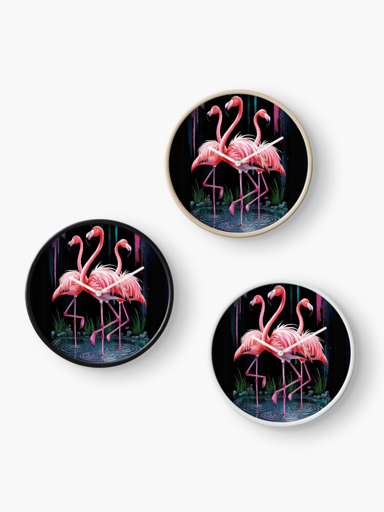 Thumbnail 3 of 4, Clock, Flamingos designed and sold by Patricks-Art.
