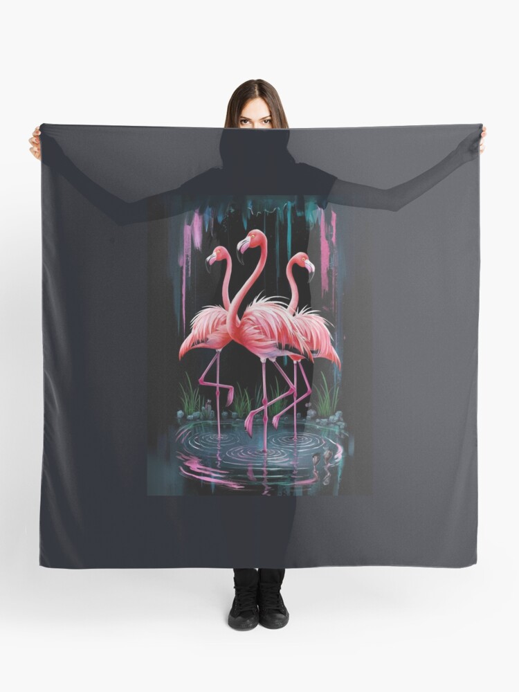 Thumbnail 1 of 3, Scarf, Flamingos designed and sold by Patricks-Art.