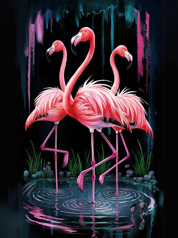 Thumbnail 3 of 3, Sticker, Flamingos designed and sold by Patricks-Art.