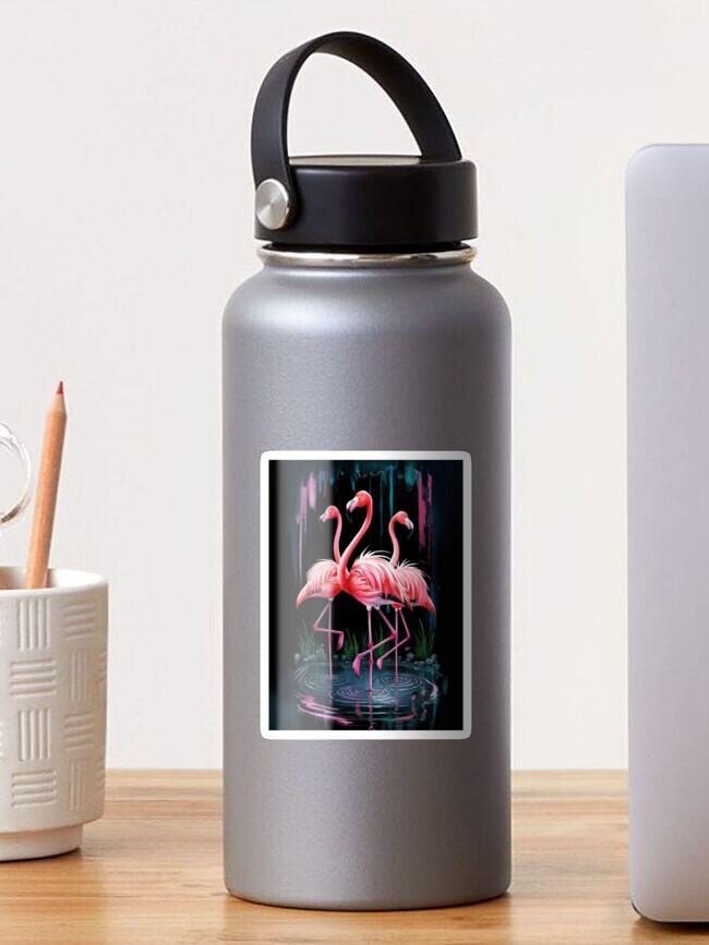 Thumbnail 1 of 3, Sticker, Flamingos designed and sold by Patricks-Art.