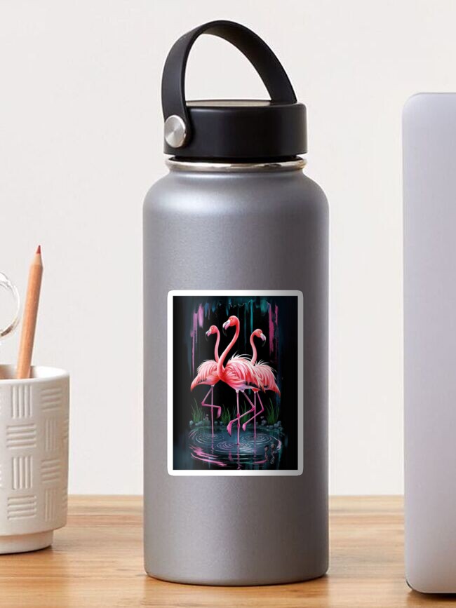 Thumbnail 1 of 3, Sticker, Flamingos designed and sold by Patricks-Art.