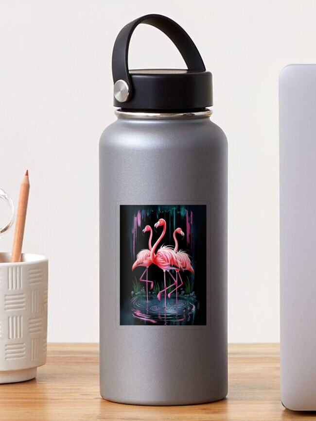 Thumbnail 1 of 3, Sticker, Flamingos designed and sold by Patricks-Art.
