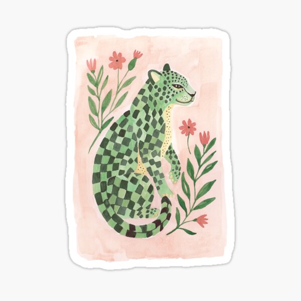 Item preview, Patrón de tablero de ajedrez de acuarela con guepardo floral designed and sold by Moodthology.