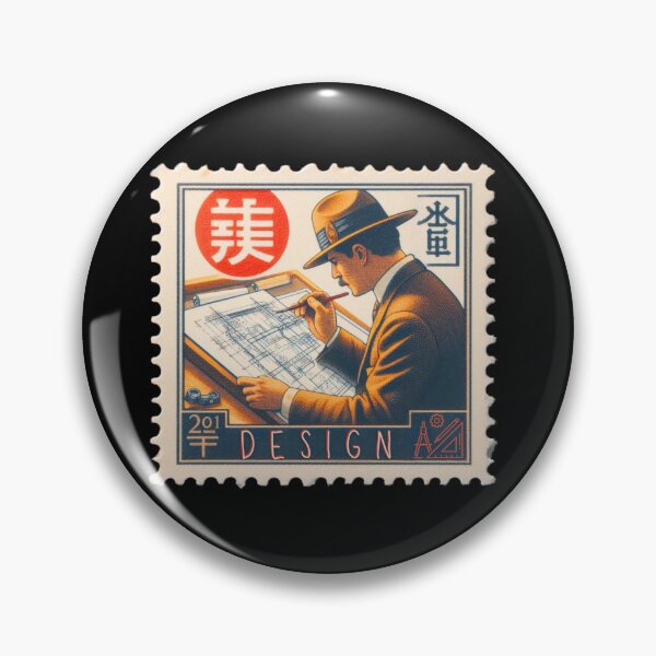 Item preview, Vintage Architect Blueprint Drawing Stamp – Retro Engineering Art Print designed and sold by No1RetroStamps.