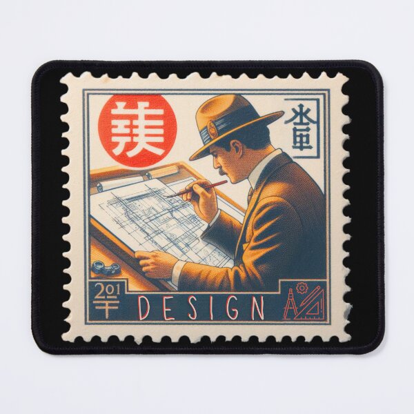 Item preview, Vintage Architect Blueprint Drawing Stamp – Retro Engineering Art Print designed and sold by No1RetroStamps.