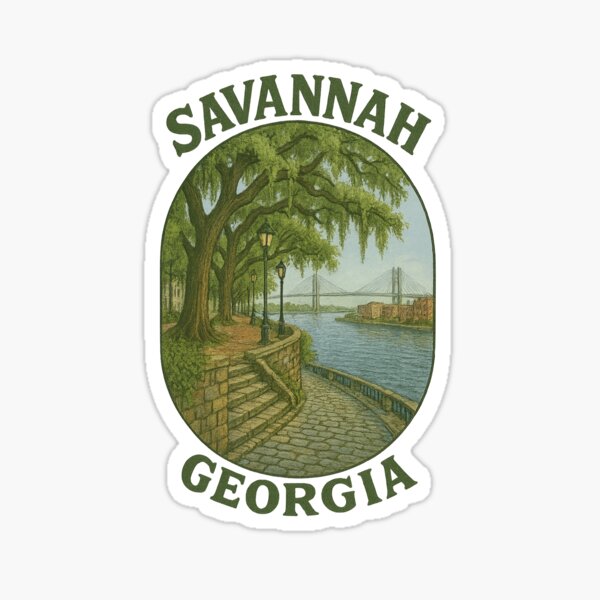 Item preview, Savannah Riverwalk Sticker – Historic Charm and Southern Scenery designed and sold by Wander Designs.