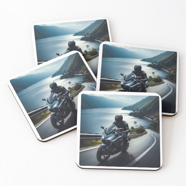 Item preview, Biker Touring Through Lake Toba, Medan – AI Artwork of Tropical Nature for Motorcycle and Vacation Lovers designed and sold by knalpot-design.
