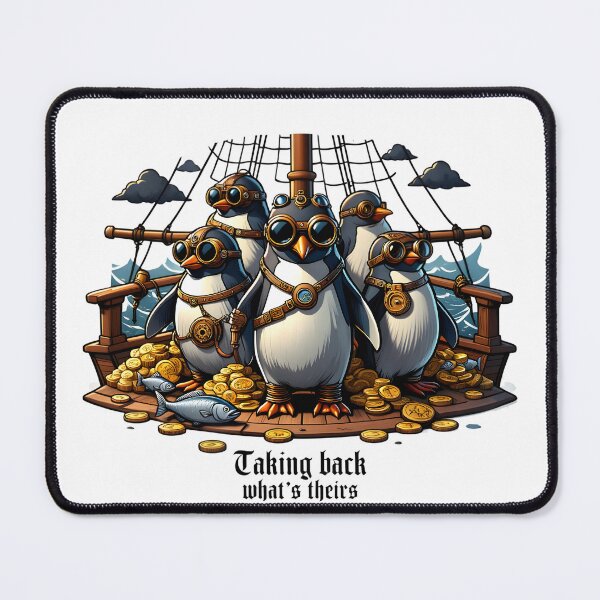 Item preview, Steampunk Penguin Pirates: Avast Ye! Whimsical Airship Adventure Design designed and sold by AnnDesignStudio.