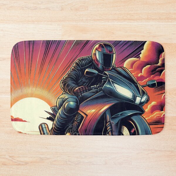 Item preview, Biker on Tour in Comic Style – AI Artwork for Motorcycle Touring and Vacation Lovers' Clothing & Accessories designed and sold by knalpot-design.