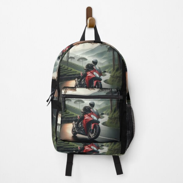 Item preview, Biker Touring in Puncak Bogor, Indonesia – AI Artwork Capturing the Beauty of Motorbike Travel and Nature designed and sold by knalpot-design.