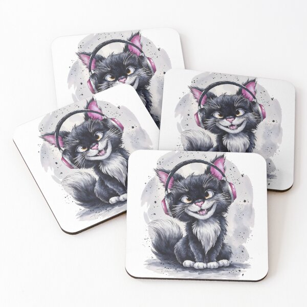 Item preview, Cat with Headphones designed and sold by QuirkySpark.
