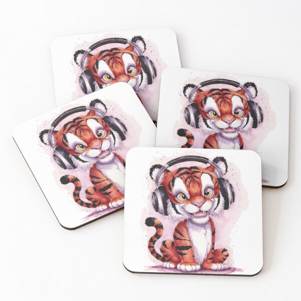 Item preview, Tiger with Headphones designed and sold by QuirkySpark.