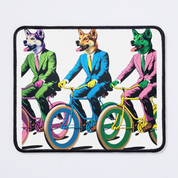Item preview, 3 Dogs-a-cycling Pop Art designed and sold by MichaelAlanDesigns.
