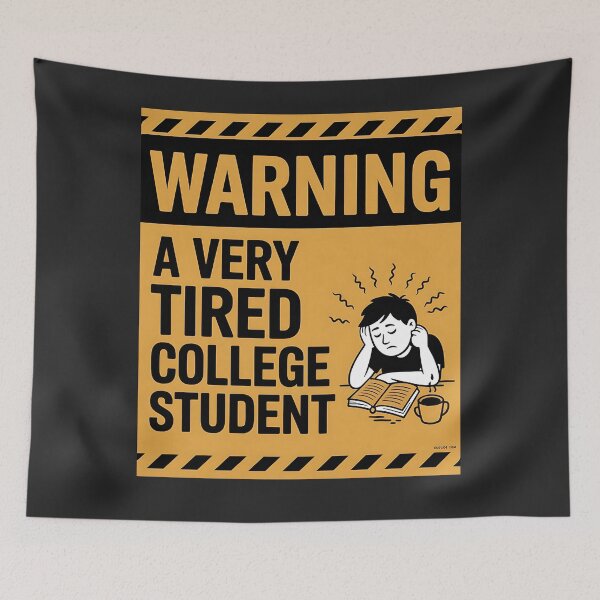 Item preview, Warning A Very Tired College Student designed and sold by universe-hold ⭐⭐⭐⭐⭐.