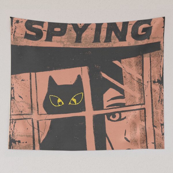 Item preview, Spying Cat: Mysterious Black Cat with Glowing Eyes designed and sold by IAPICTURE.