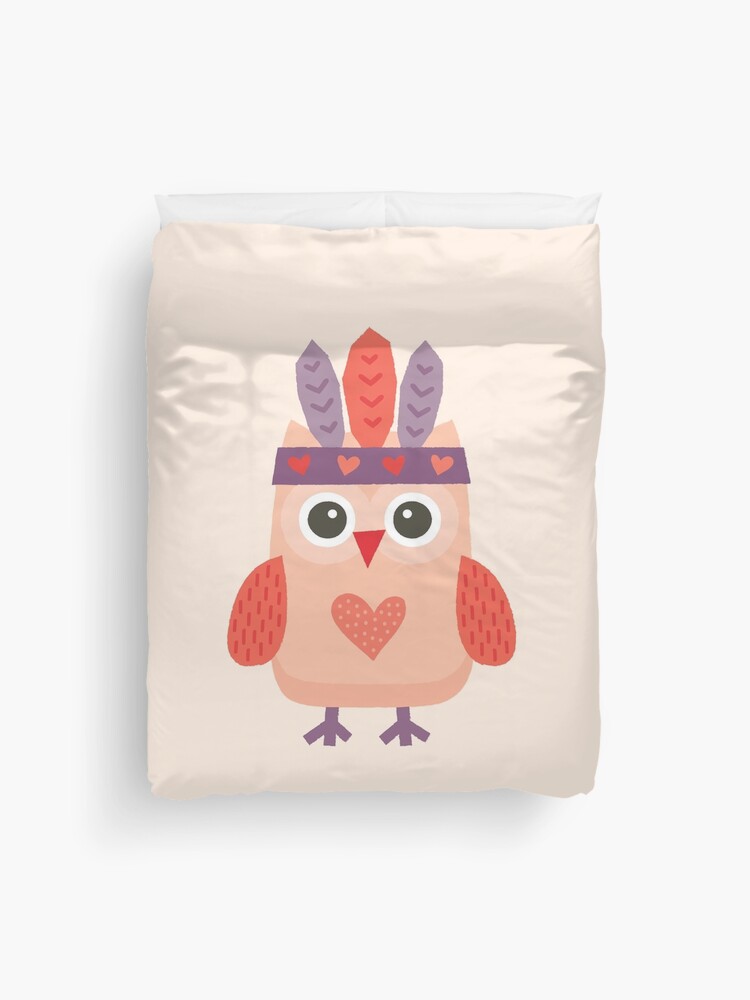 Thumbnail 1 of 2, Duvet Cover, Hipster Owlet on Blush Pink designed and sold by daisy-beatrice.