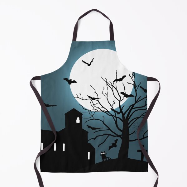 Item preview, Halloween silhouettes of a spooky castle and a tree with bats, gravestones, spiderwebs, spiders and full moon. designed and sold by Familyshmot.