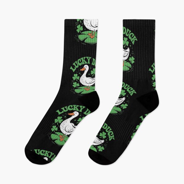 Item preview, Lucky Duck Vintage Design – White Duck on Lily Pad with Shamrocks & Retro Lettering designed and sold by JOY STORE 45.