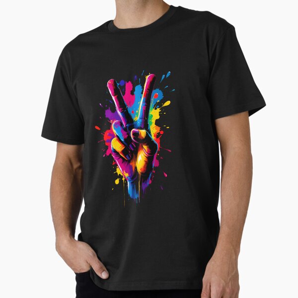 Item preview, Neon Splash Peace Hand – Vibrant Victory Sign designed and sold by QuirkySpark.
