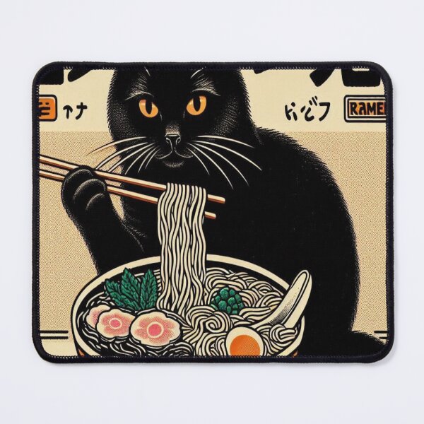 Item preview, Black cat eats ramen designed and sold by Creativnani.