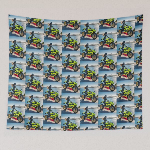 Item preview, Lady Biker Motorcycle Rider Girl Coast Ride Scenic Viewpoint designed and sold by Moto Graphix.