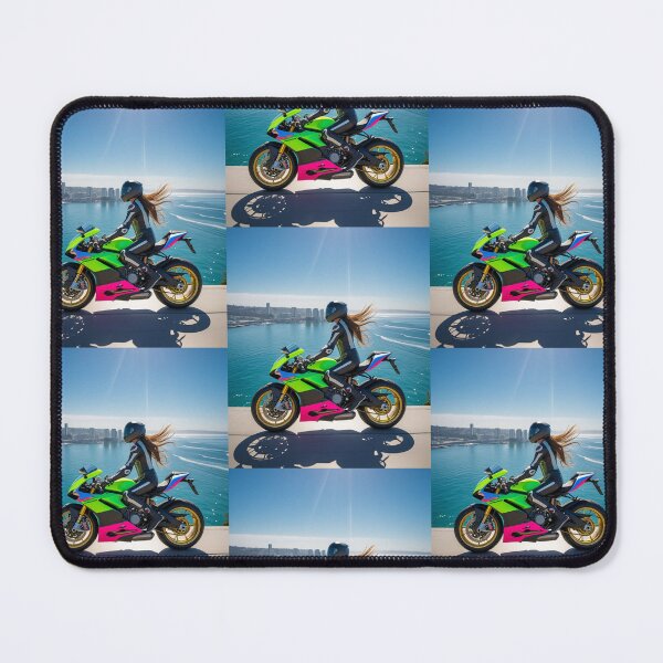 Item preview, Lady Biker Motorcycle Rider Girl Coast Ride Scenic Viewpoint designed and sold by Moto Graphix.
