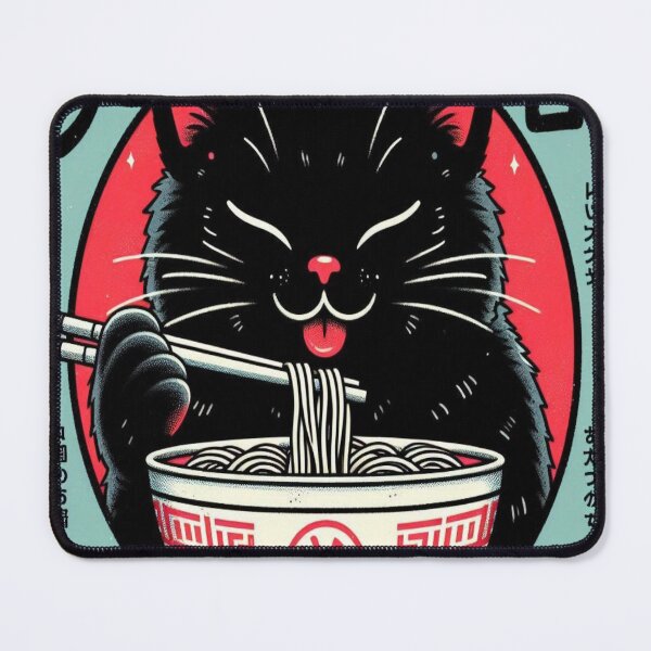 Item preview, Black cat eats ramen designed and sold by Creativnani.