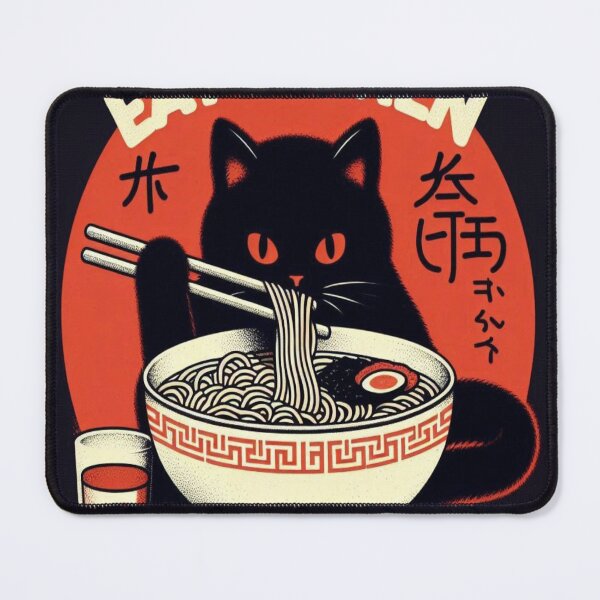Item preview, Black cat eats ramen designed and sold by Creativnani.