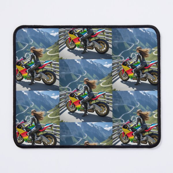 Item preview, Lady Biker Motorcycle Rider Girl Mountain Ride Scenic  designed and sold by Moto Graphix.