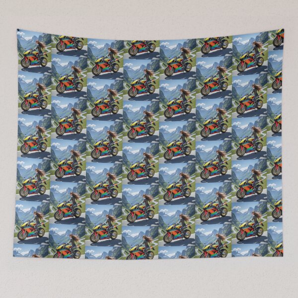 Item preview, Lady Biker Motorcycle Rider Girl Mountain Ride Scenic  designed and sold by Moto Graphix.