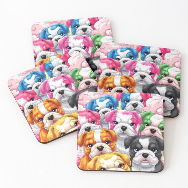 Item preview, Bunch of coloful bulldog puppies designed and sold by EmeraldeaArt.