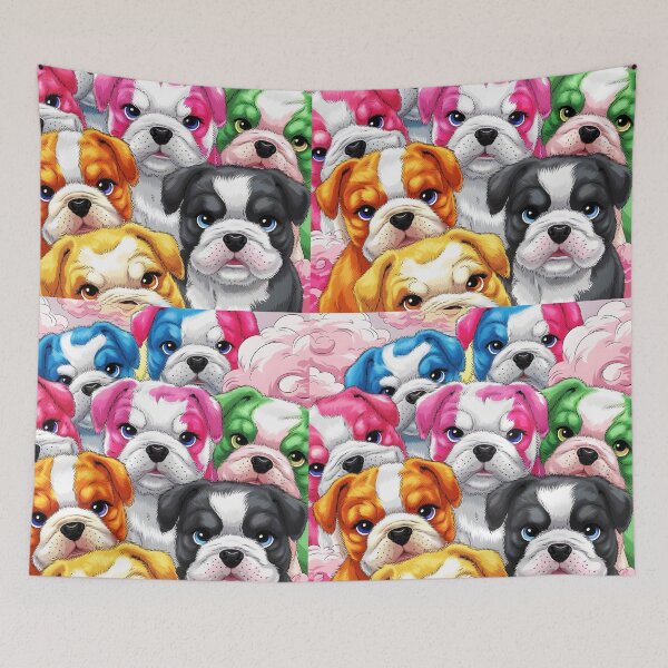 Item preview, Bunch of coloful bulldog puppies designed and sold by EmeraldeaArt.