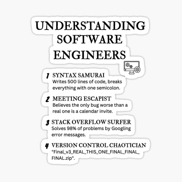 Artikel-Vorschau von SOFTWAREINGENIEURE VERSTEHEN – Lustige Berufsbeschreibungen für Programmierer und Techniker, designt und verkauft von PsyFlow35.