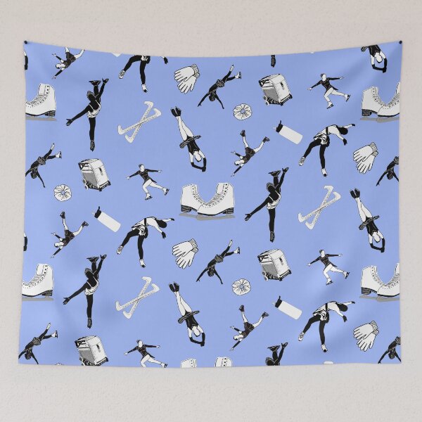 Item preview, Figure Skating Female Silhouettes and Accessories on Periwinkle  designed and sold by PD-Skating.