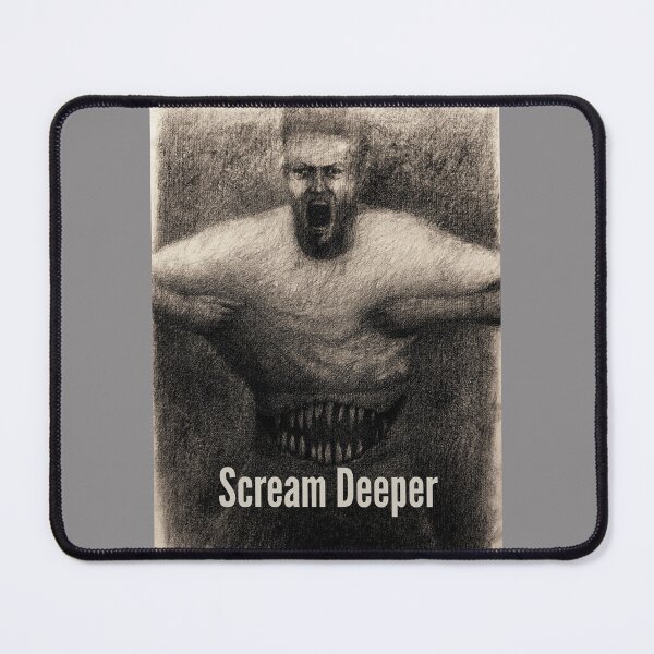 Item preview, Scream Deeper – Black and White Surreal Torso Mouth Illustration designed and sold by Anomaly Effect.