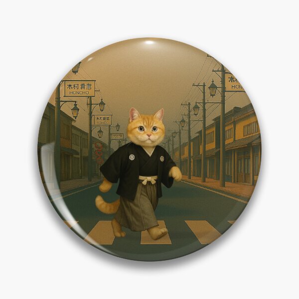 Artikelvorschau, Britisch Kurzhaarkatze im traditionellen japanischen Outfit | Fuji-Straßenszene entworfen und verkauft von Patternicity.