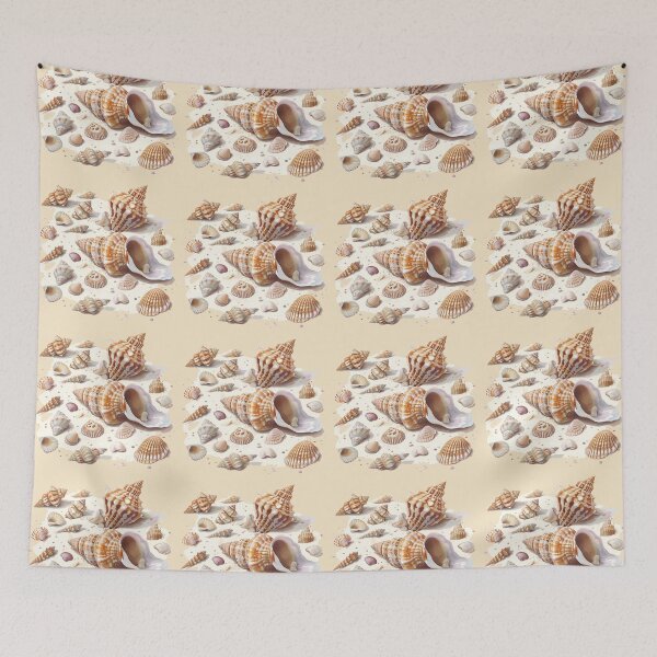 Item preview, Shells on the beach in natural color designed and sold by seahorse crossing.