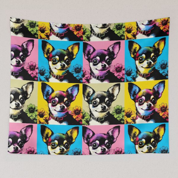 Item preview, Four chihuahuas colorful floral quartett designed and sold by EmeraldeaArt.