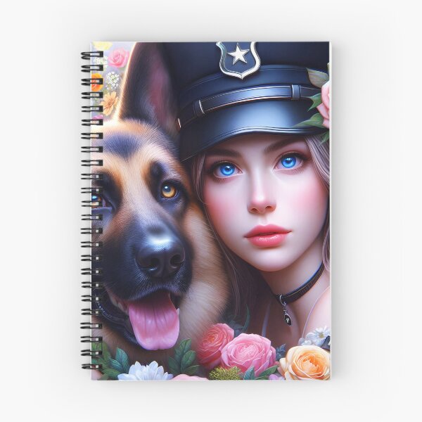 Item preview, Policewoman portrait with her german shepherd designed and sold by EmeraldeaArt.