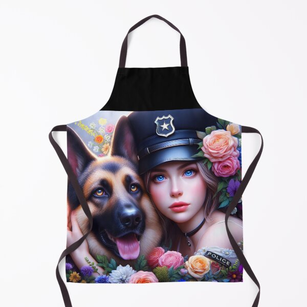 Item preview, Policewoman portrait with her german shepherd designed and sold by EmeraldeaArt.