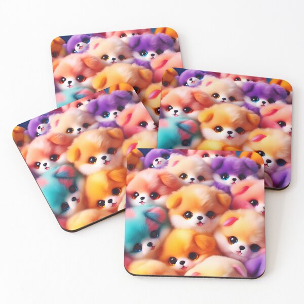 Item preview, Lots of Stuffed Colorful PLush dog puppies toys designed and sold by EmeraldeaArt.