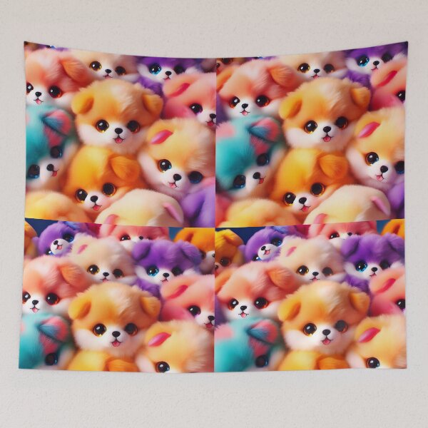 Item preview, Lots of Stuffed Colorful PLush dog puppies toys designed and sold by EmeraldeaArt.