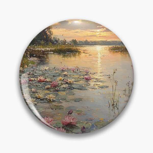 Item preview, Painted Sunset on Lily Pads: The Whispering Light of the Tranquil Mire designed and sold by bloorose.